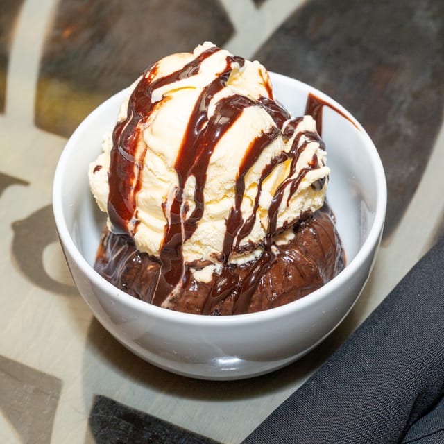 Chocolate Lava Cake with Ice Cream.